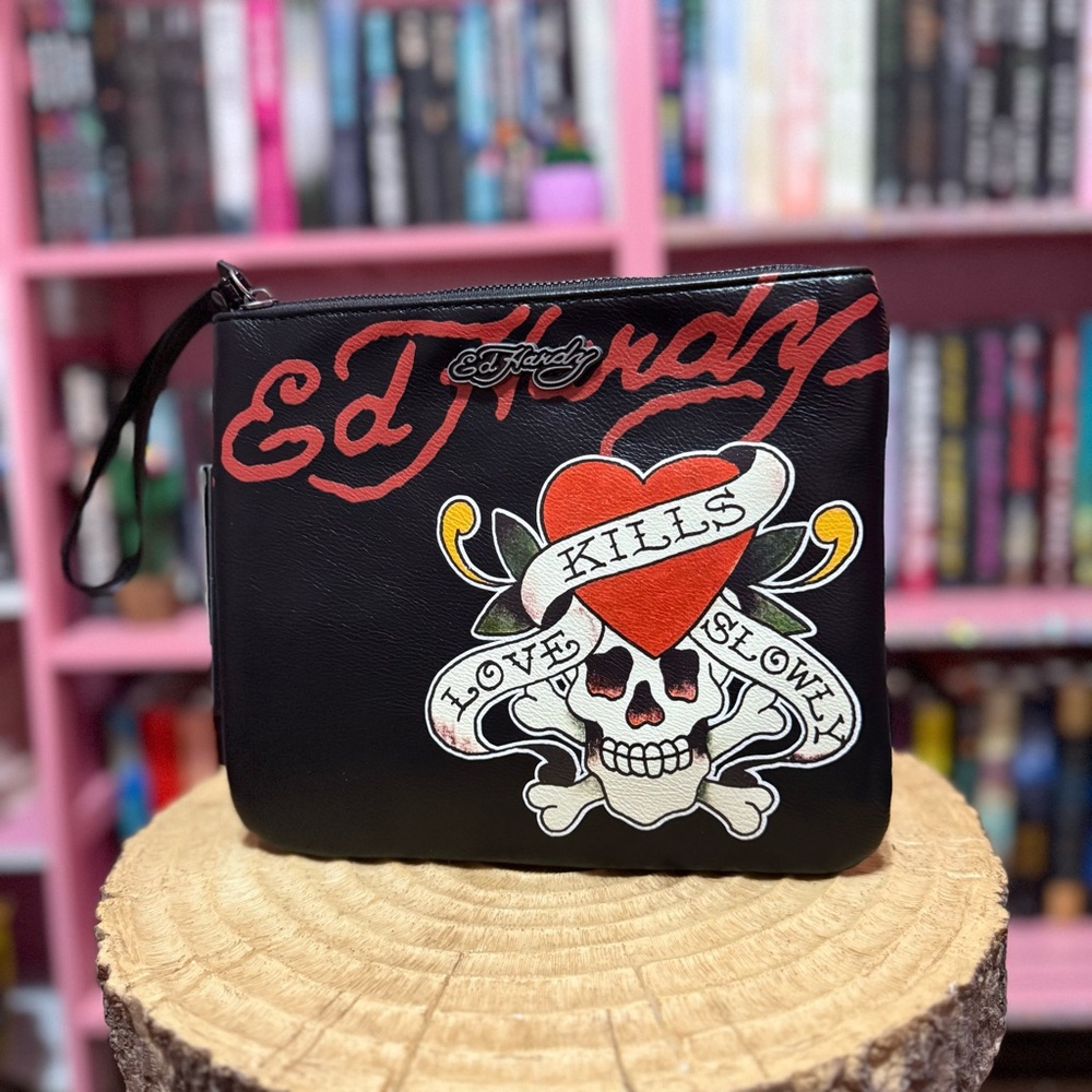 Ed Hardy Black and Red Skull Bag